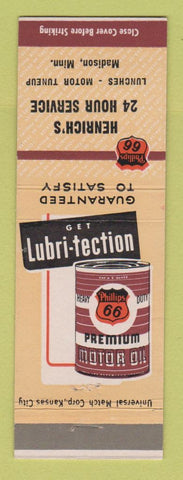 Matchbook Cover - Phillips 66 oil gas Henrich's Madison MI