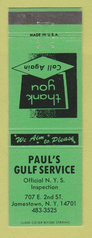 Matchbook Cover - Paul's Gulf Service oil gas Jamestown NY