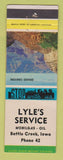 Matchbook Cover - Lyle's Mobil oil gas Battle Creek IA CREASED