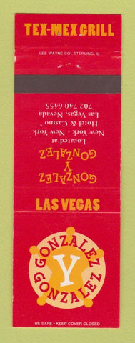 Matchbook Cover - Bonzalez y Gonzalez Las Vegas NV