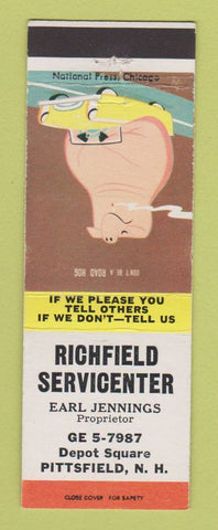 Matchbook Cover - Richfield oil gas Pittsfield NH