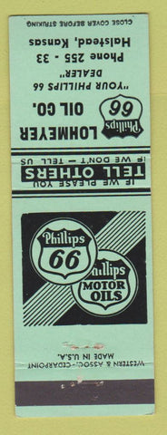 Matchbook Cover - Lohmeyer Phillips 66 oil gas Halstead KS low phone #
