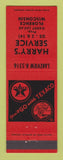Matchbook Cover - Harry's Texaco oil gas Florence WI