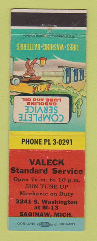 Matchbook Cover - Valeck Standard oil gas Saginaw MI