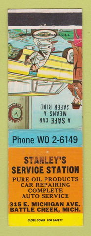 Matchbook Cover - Stanley's Pure oil gas Battle Creek MI WEAR