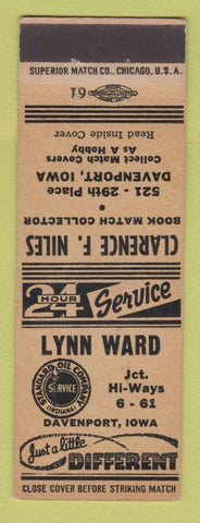 Matchbook Cover - Standard oil gas Lynn Ward Davenport IA