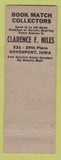 Matchbook Cover - Standard oil gas Lynn Ward Davenport IA