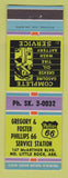 Matchbook Cover - Gregory and Foster Phillips 66 oil gas North Little Rock AR