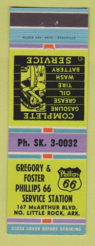 Matchbook Cover - Gregory and Foster Phillips 66 oil gas North Little Rock AR