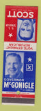 Matchbook Cover - Arthur McGonigle for Governor PA Pennyslvania