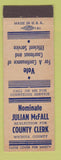 Matchbook Cover - Julian McFall County Clerk Wichita County TX