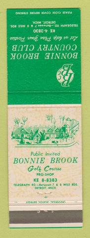 Matchbook Cover - Bonnie Brook Country Club Detroit MI