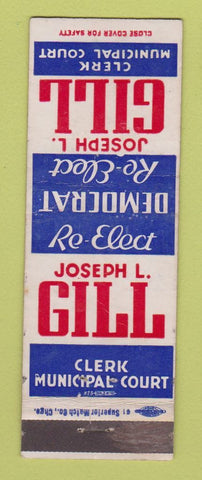 Matchbook Cover - Joseph L Gill Clerk Municipal Court Election