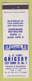 Matchbook Cover - LC Len Grigsby City Commissioner Election 1958