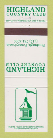 Matchbook Cover - Highland Country Club Pittsburgh PA