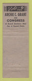 Matchbook Cover - Archie Grant for Congress Election WEAR