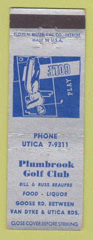Matchbook Cover - Plumbrook Golf Club  Sterling Heights MI WEAR