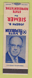 Matchbook Cover - Joseph Siemer State Rep Election WEAR