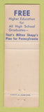 Matchbook Cover - Milton Shapp for Governor PA Pennsylvania PA
