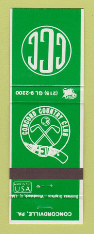 Matchbook Cover - Concord Country Club Concordville PA