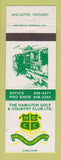 Matchbook Cover - Hamilton Golf Country Club Ancaster ON