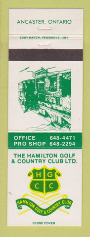 Matchbook Cover - Hamilton Golf Country Club Ancaster ON