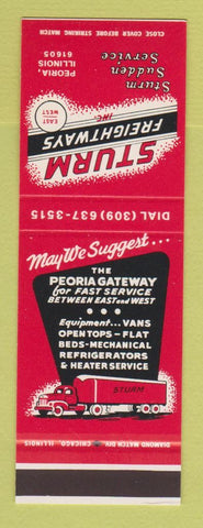 Matchbook Cover - Sturm Freightways Trucking Peoria IL SAMPLE