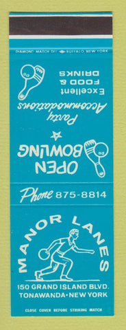 Matchbook Cover - Manor Lanes Bowling Tonawanda NY SAMPLE