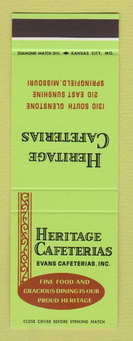 Matchbook Cover - Heritage Cafeterias Springfield MO SAMPLE