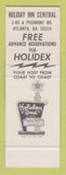 Matchbook Cover - Holiday Inn Brigadier Lounge Atlanta GA SAMPLE