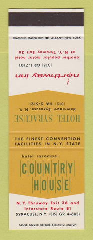 Matchbook Cover - Hotel Syracuse Country House NY SAMPLE