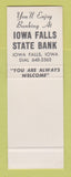 Matchbook Cover - Iowa Falls State Bank IA SAMPLE