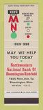 Matchbook Cover - Northwestern National Bank Bloomington Richfield MN SAMPLE