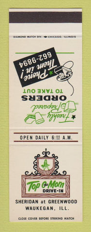 Matchbook Cover - Top o the Morn Drive In Waukegan IL SAMPLE