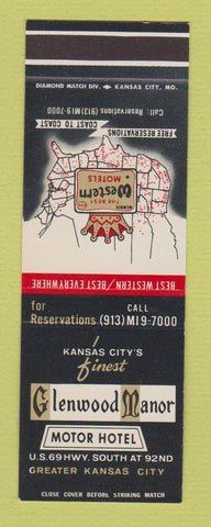 Matchbook Cover - Glenwood Manor Motor Hotel Overland Park KS SAMPLE