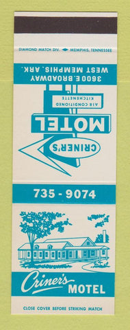 Matchbook Cover - Criner's Motel West Memphis AR SAMPLE