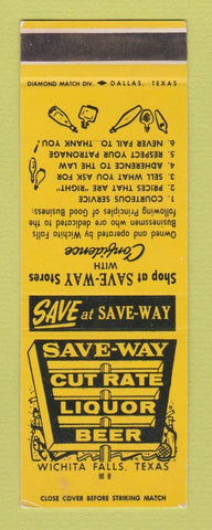 Matchbook Cover - Save Way Cut Rate Liquor Wichita Falls TX SAMPLE