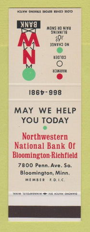 Matchbook Cover - Northwestern National Bank Bloomington Richfield MN SAMPLE