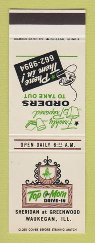 Matchbook Cover - Top o the Morn Drive In Waukegan IL SAMPLE