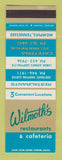 Matchbook Cover - Wilmoth's Restaurants Memphis TN #1 SAMPLE