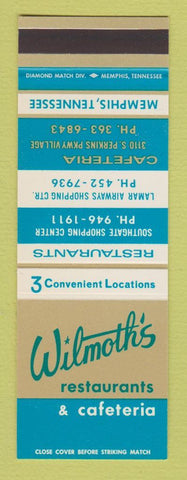 Matchbook Cover - Wilmoth's Restaurants Memphis TN #2 SAMPLE