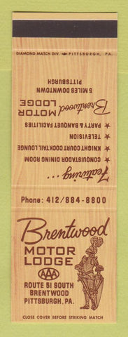 Matchbook Cover - Brentwood Motor Lodge Pittsburgh PA SAMPLE