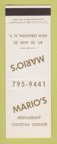 Matchbook Cover - Mario's Restaurant New Lebanon NY SAMPLE