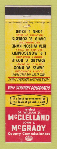 Matchbook Cover - William McClelland County Commissioner Election PA