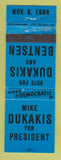 Matchbook Cover - Mike Dukakis for President 1988 WORN