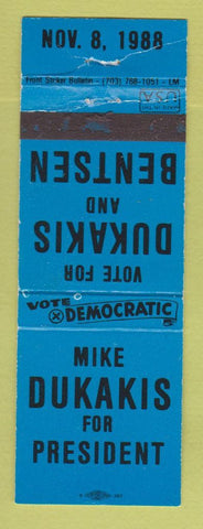 Matchbook Cover - Mike Dukakis for President 1988 WORN