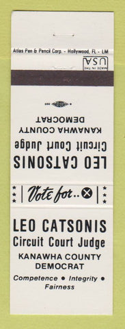 Matchbook Cover - Leo Catsonis Circuit Court Judge Kenawha County WV