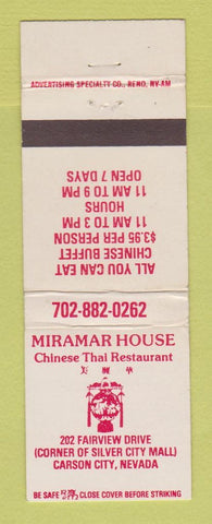 Matchbook Cover - Miramar House Chinese Thai Carson City NV WEAR
