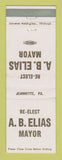 Matchbook Cover - AB Elias for Mayer Jeannette PA