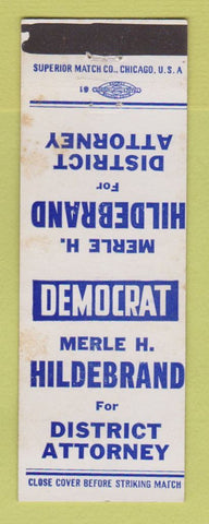Matchbook Cover - Merle Hildebrand District Attorney Election WEAR